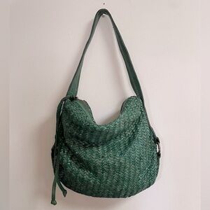 Green Woven Leather Hobo Bag from Anthropologie